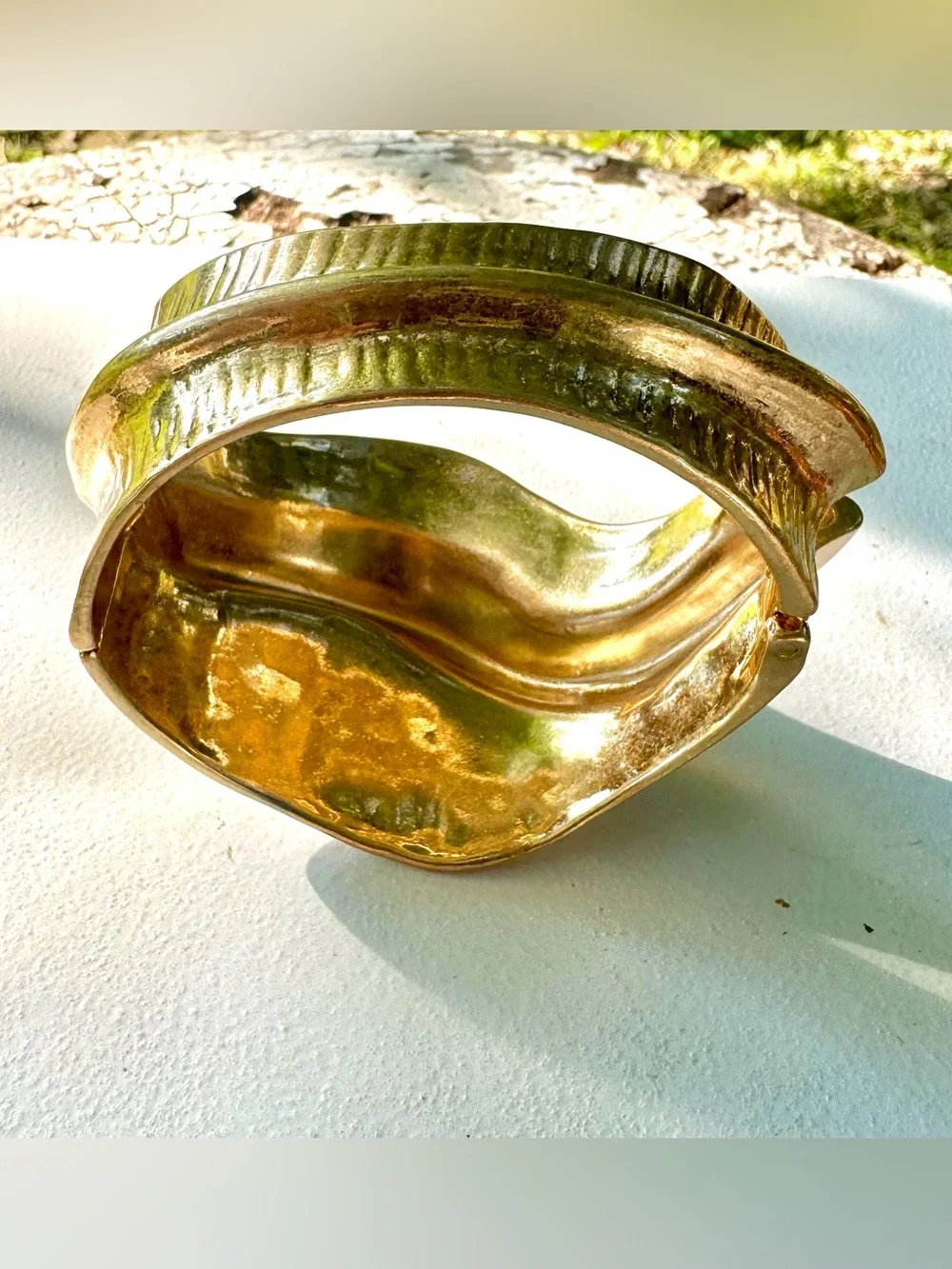 Zara Gold Leaf Motif Cuff Bracelet